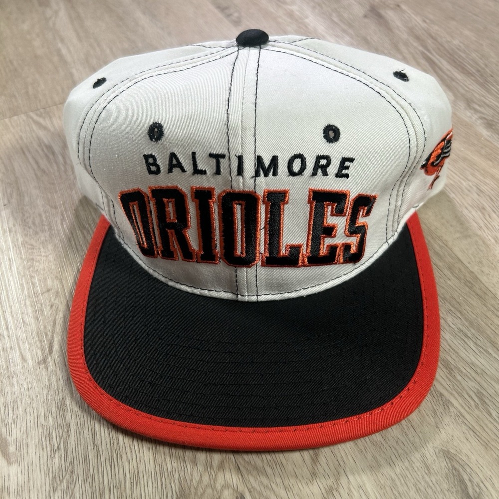 VTG Starter Baltimore Orioles Arch Snapback Hat MLB Baseball White Black Cap